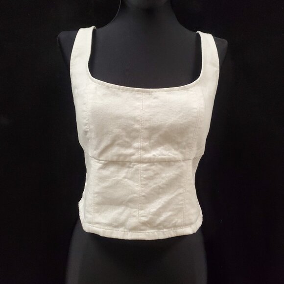 Banana Republic Smocked Linen Milkmaid Top Size 8 Coquette Clean Girl Costal - Picture 1 of 9